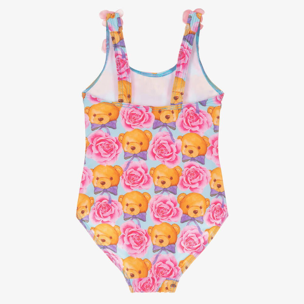 Selini Action-Girls Blue & Pink Teddy Print Swimsuit | Childrensalon Outlet