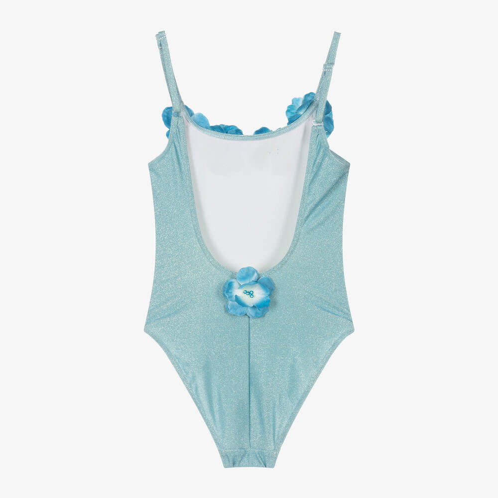 Selini Action-Girls Blue Sparkle Flowers Swimsuit | Childrensalon Outlet