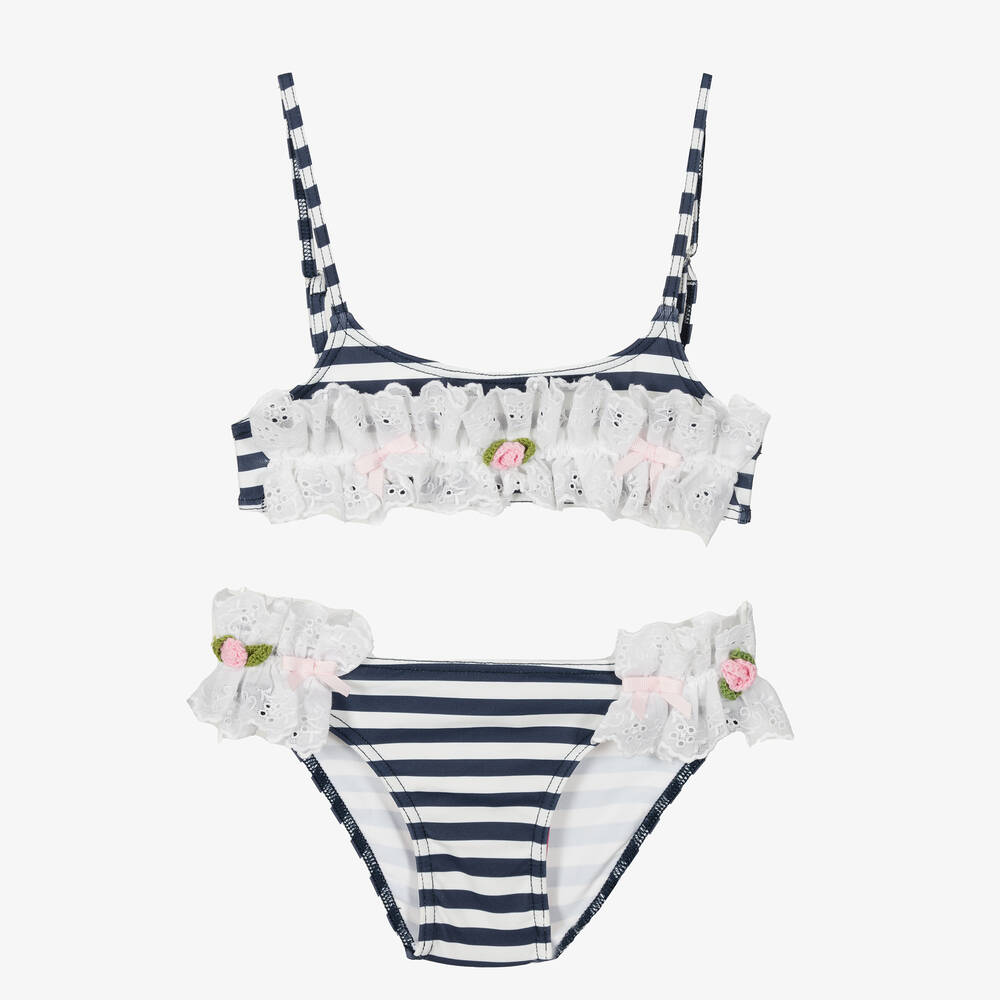 Selini Action - Bikini bleu rayé fille | Childrensalon