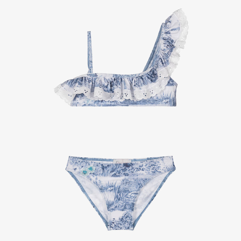 Selini Action - Toile-de-Jouy-Bikini bestickt blau | Childrensalon