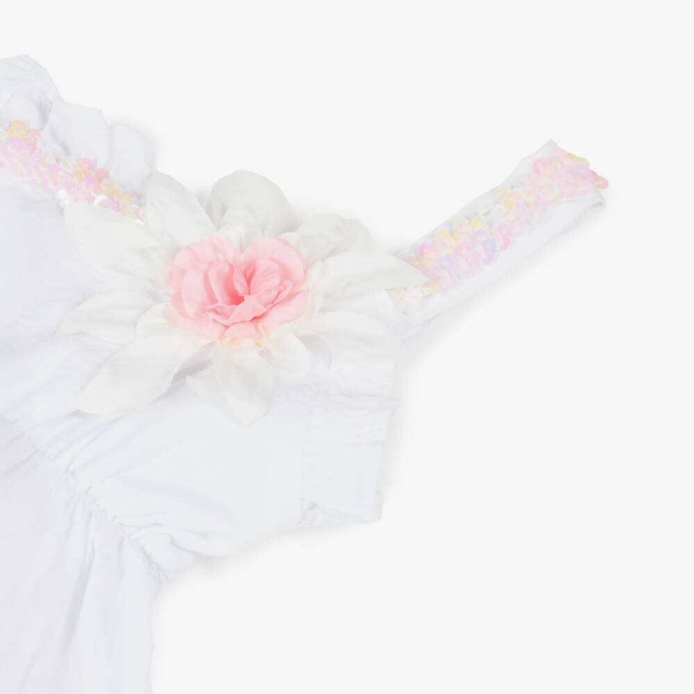 Selini Action-Girls Cotton Sequin Floral Romper | Childrensalon Outlet