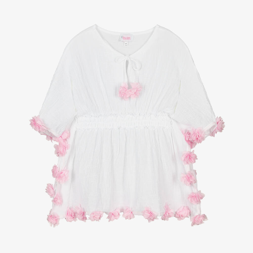 Selini Action-Girls Floral Pink-Trimmed Beachwear | Childrensalon Outlet