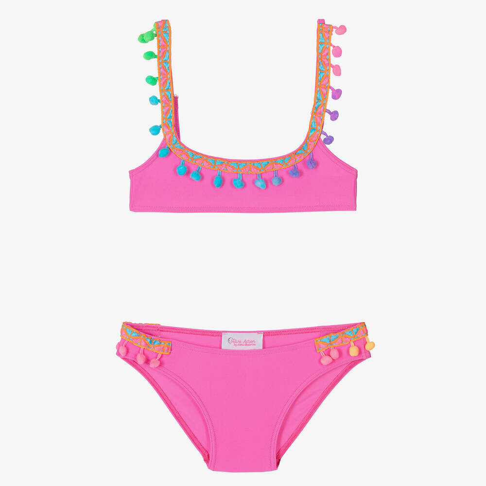 Pink pom pom bikini discount
