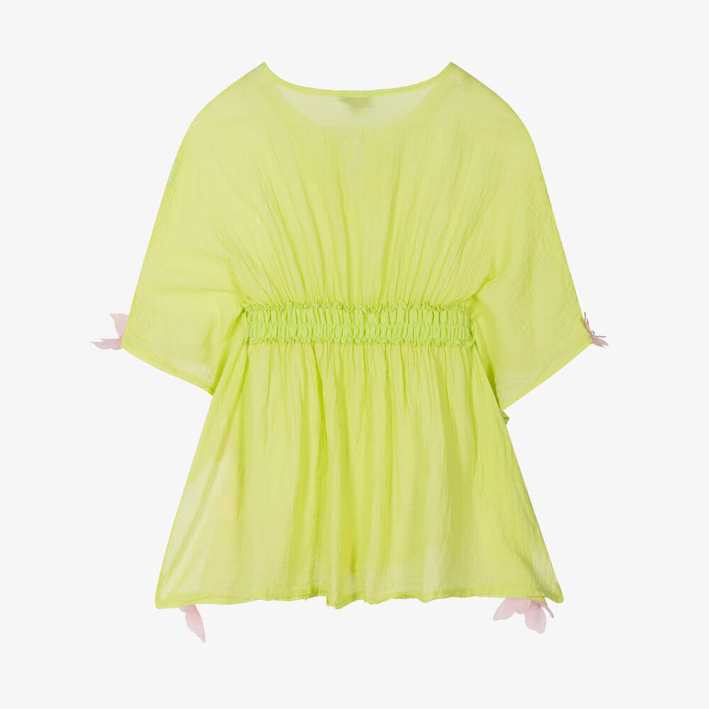 Selini Action-Girls Green Cotton Butterfly Kaftan | Childrensalon Outlet