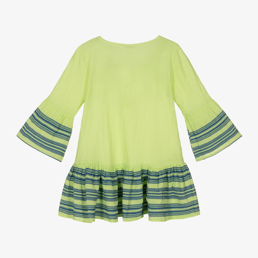 Selini Action-Girls Green Cotton Dress | Childrensalon Outlet