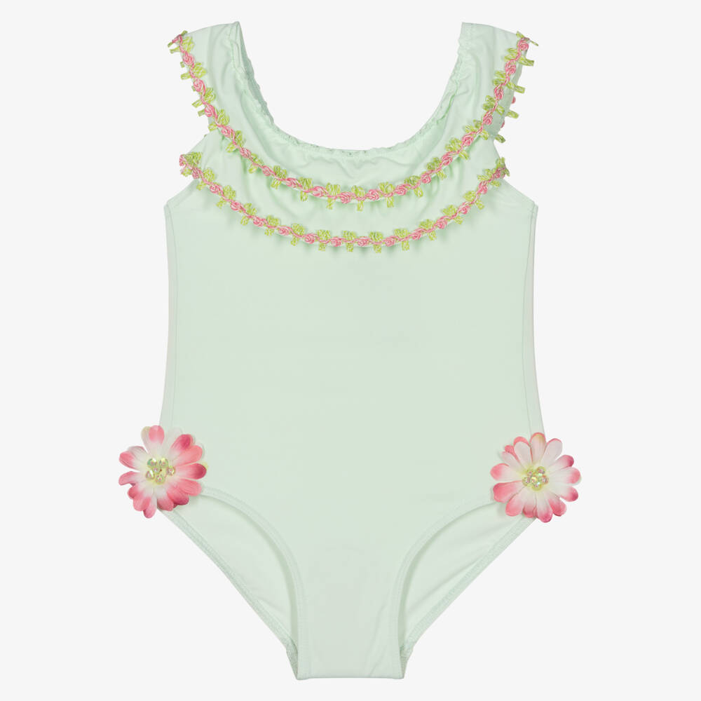 Selini Action-Girls Green Floral Swimsuit  | Childrensalon Outlet
