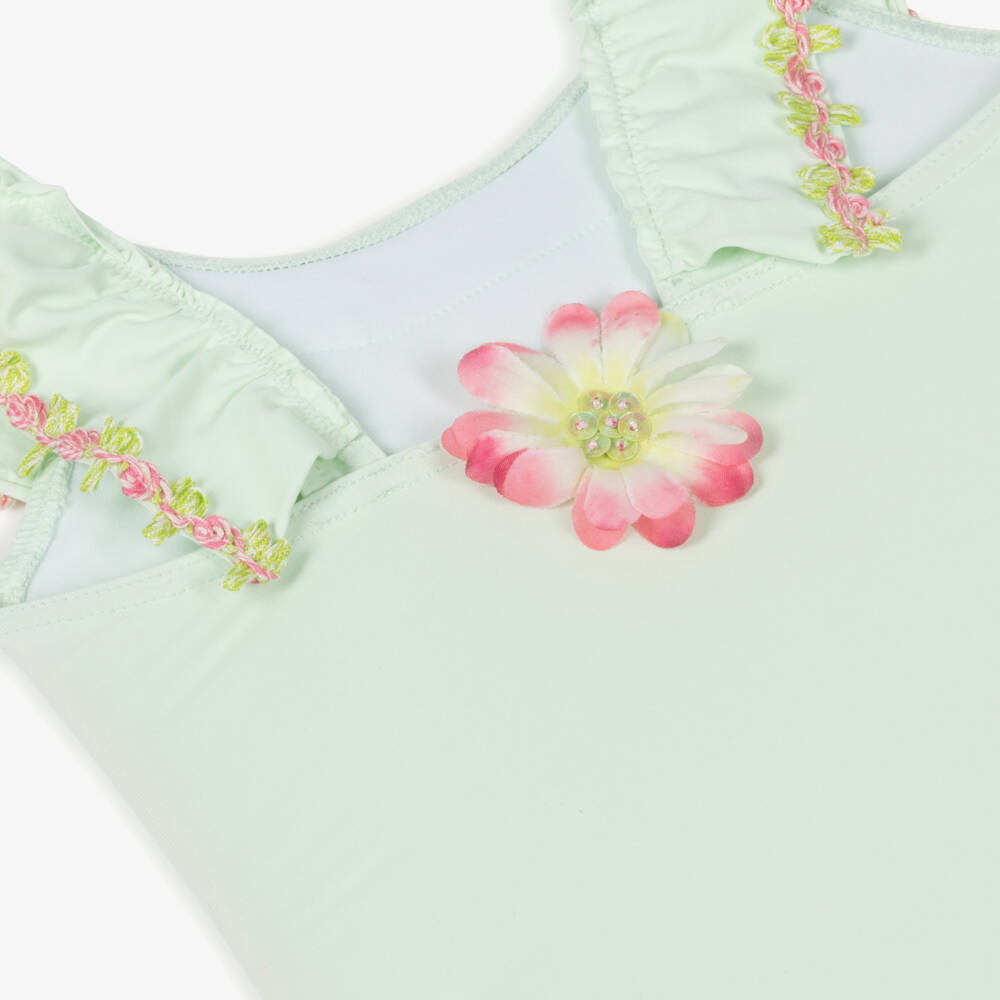 Selini Action-Girls Green Floral Swimsuit  | Childrensalon Outlet