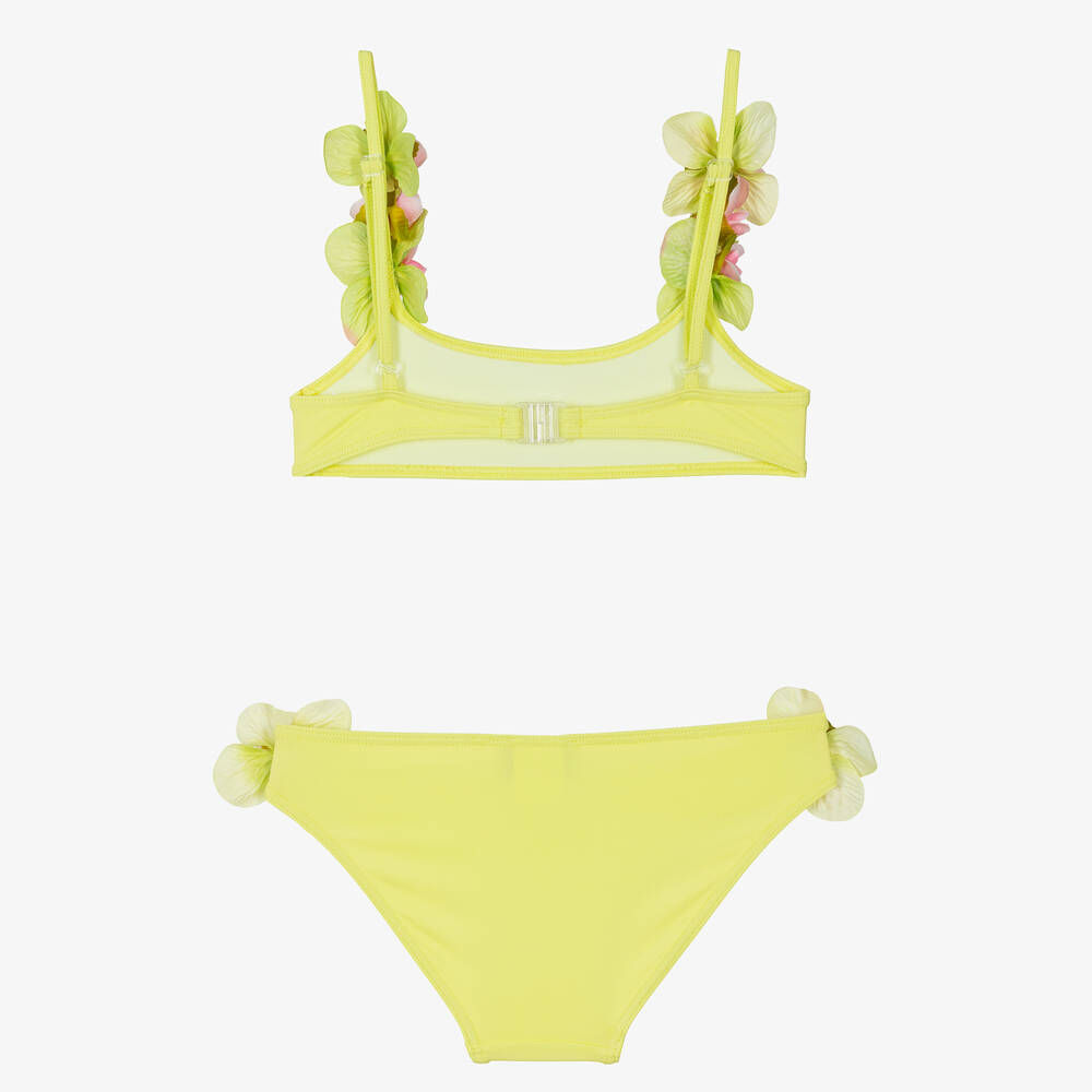 Selini Action-Girls Green Flower Appliqué Bikini | Childrensalon Outlet