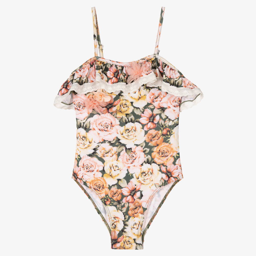 Selini Action - Maillot de bain vert et rose fille | Childrensalon