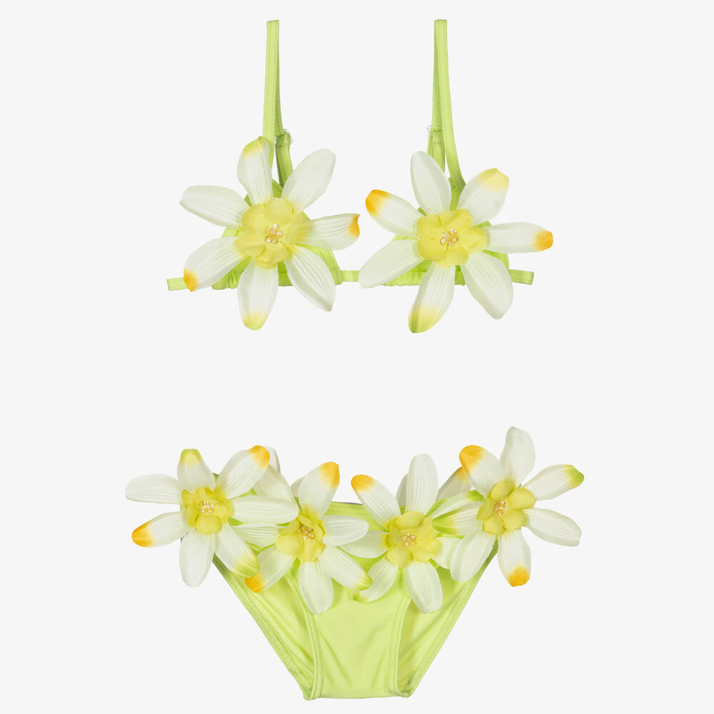 Selini Action - Girls Green Tropical Flower Bikini | Childrensalon