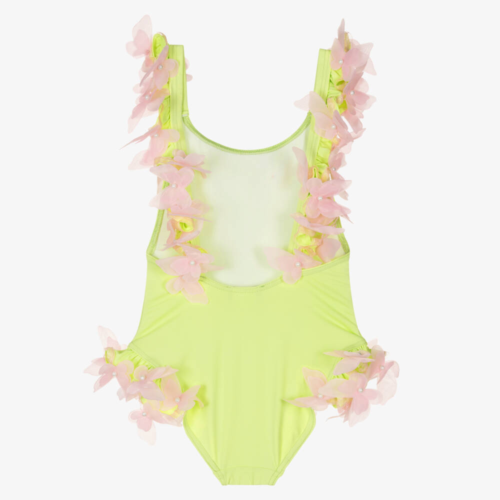 Selini Action-Girls Lime and Blush Butterfly Swimwear | Childrensalon Outlet