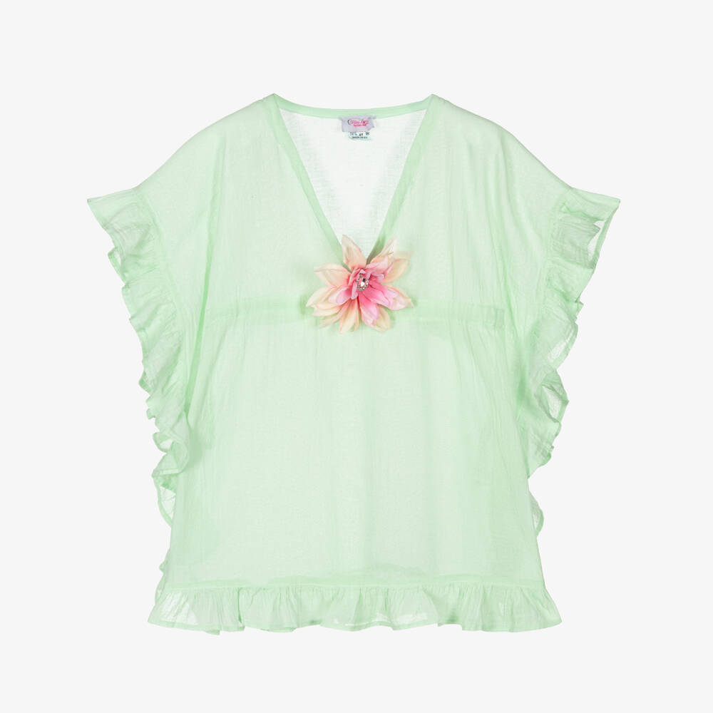Selini Action-Girls Mint Green Cotton Beach Kaftan | Childrensalon Outlet