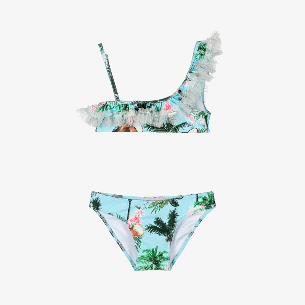 Selini Action-Girls Pale Blue Coconut Print Bikini | Childrensalon Outlet
