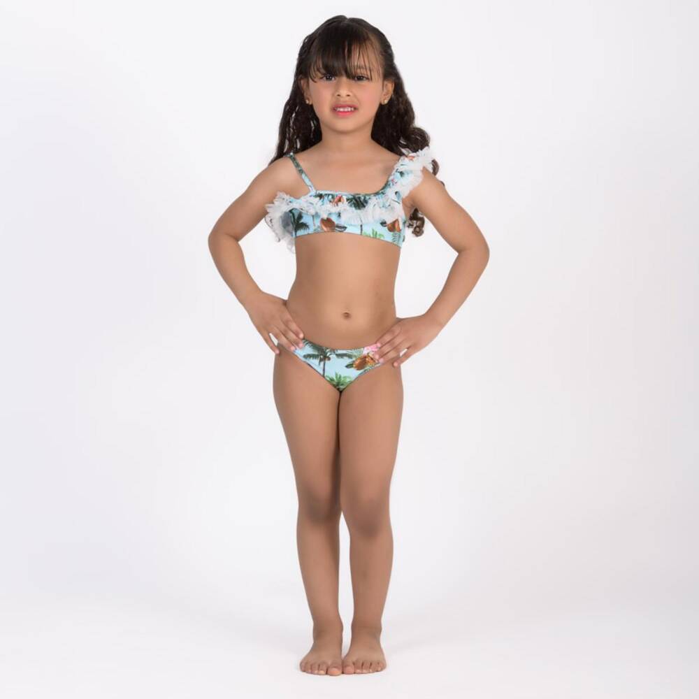 Selini Action-Girls Pale Blue Coconut Print Bikini | Childrensalon Outlet