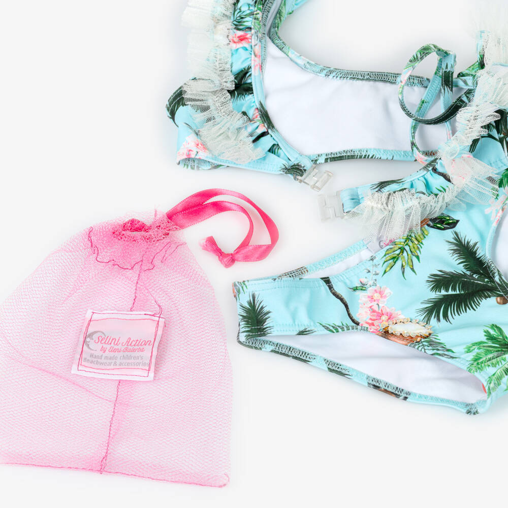 Selini Action-Girls Pale Blue Coconut Print Bikini | Childrensalon Outlet