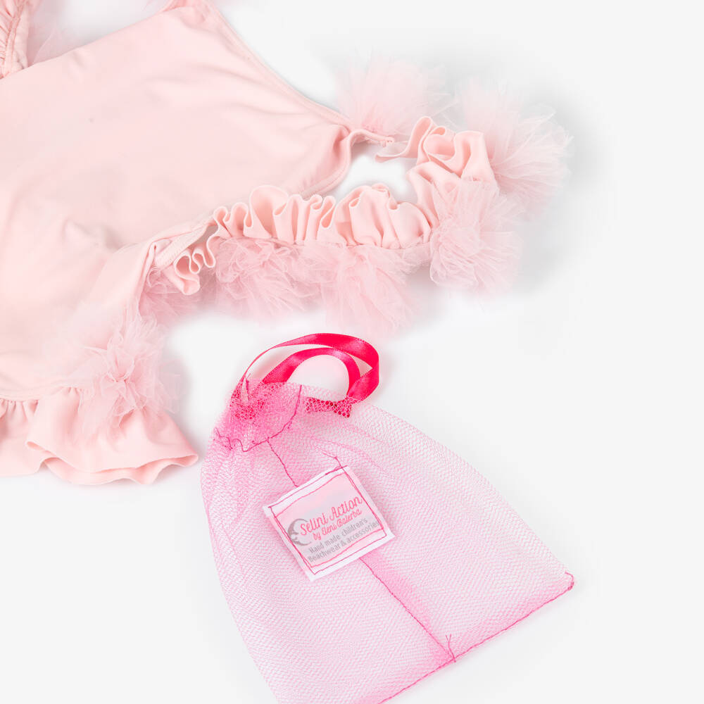 Selini Action-Girls Pale Pink Ruffle & Tulle Flower Swimsuit | Childrensalon Outlet