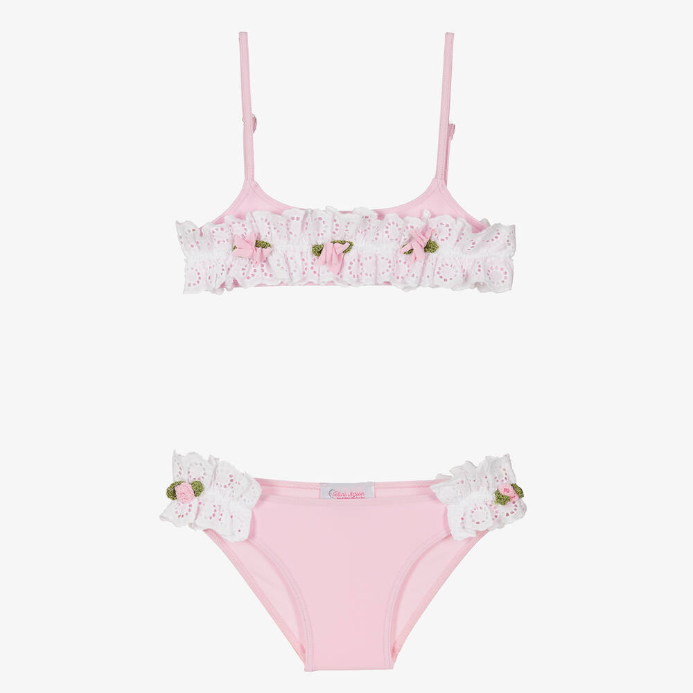 Selini Action-Girls Pink Broderie Anglaise Bikini | Childrensalon Outlet