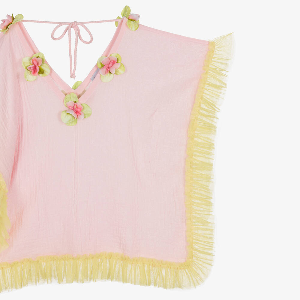 Selini Action-Girls Pink Cotton Flower Kaftan | Childrensalon Outlet