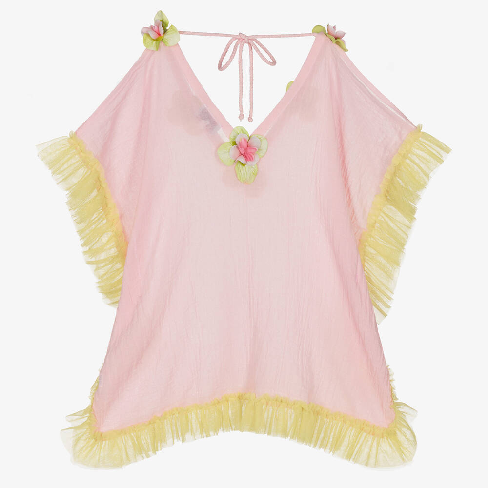 Selini Action-Girls Pink Cotton Flower Kaftan | Childrensalon Outlet