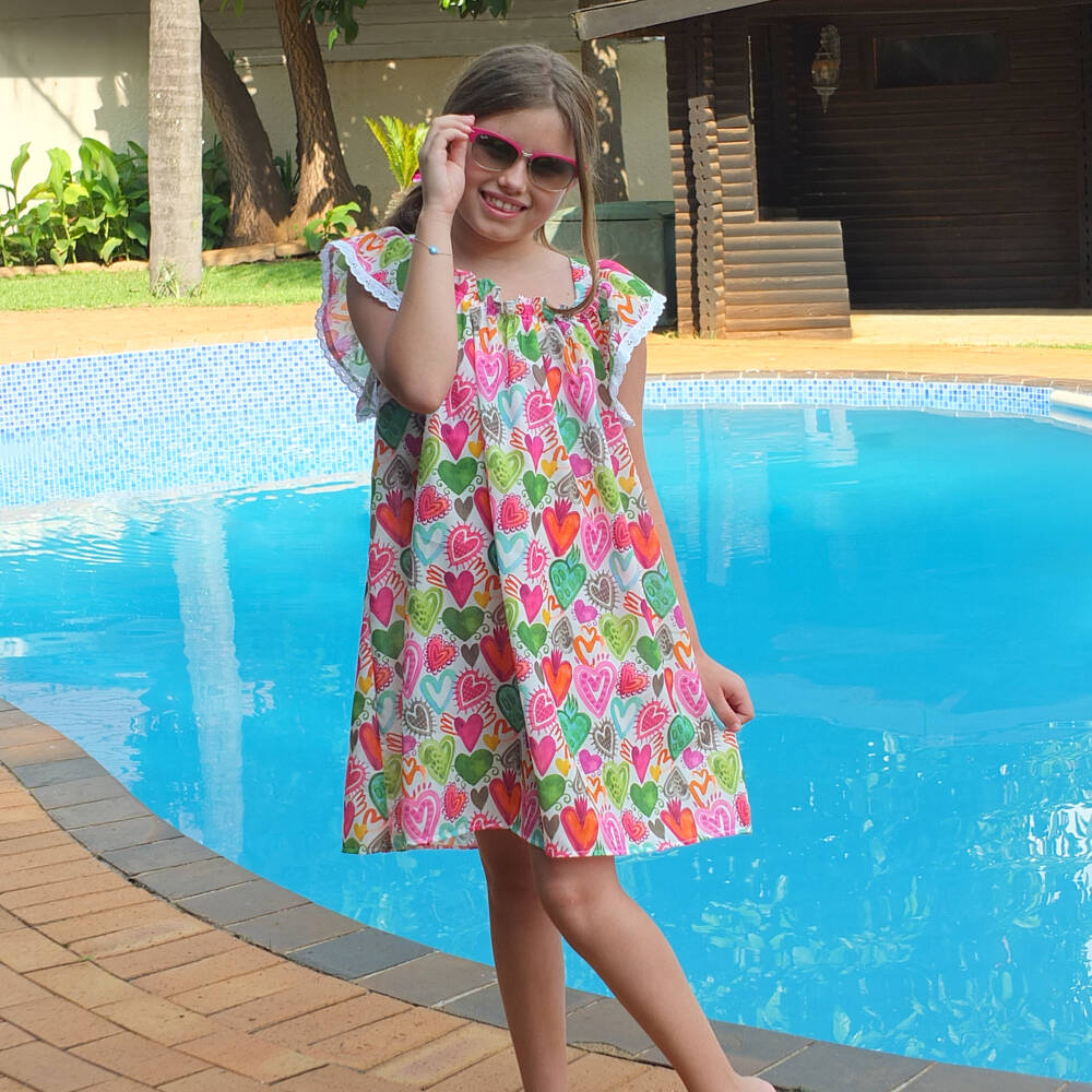 Selini Action-فستان وردي للبنات بنقشة قلب | Childrensalon Outlet