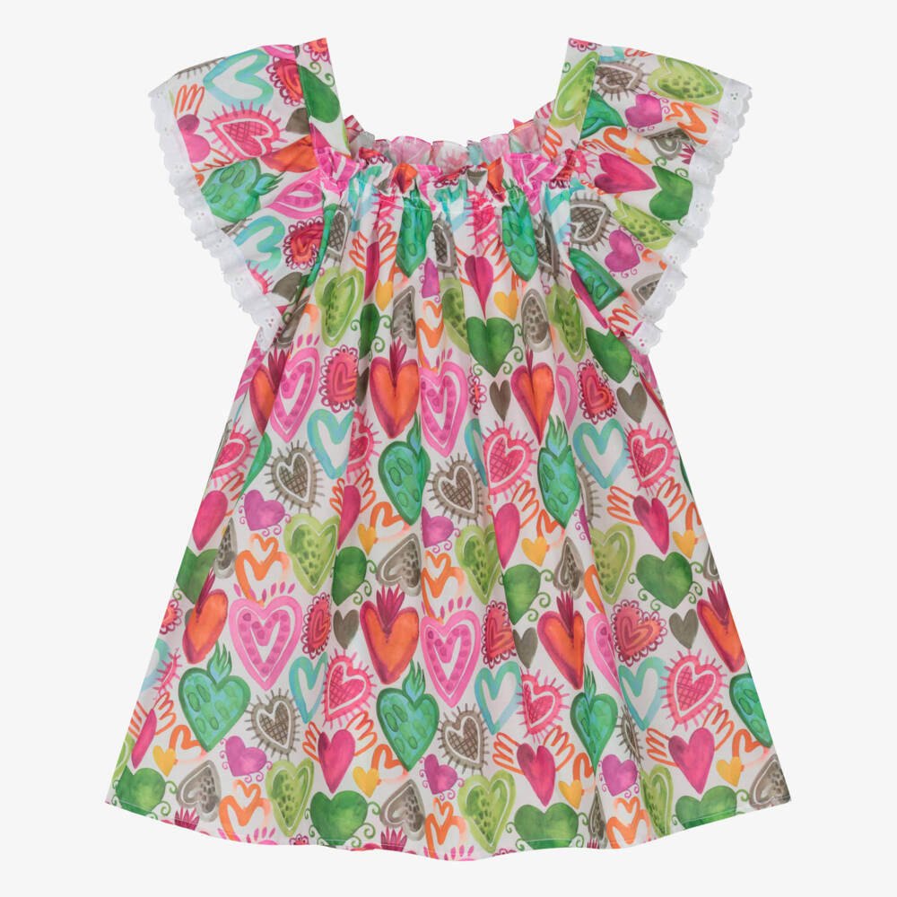 Selini Action-فستان وردي للبنات بنقشة قلب | Childrensalon Outlet