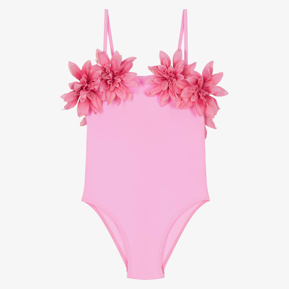 Selini Action-Girls Pink Floral Appliqué Swimsuit | Childrensalon Outlet