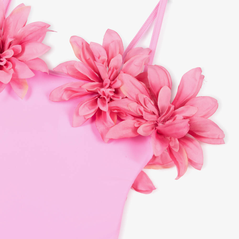 Selini Action-Girls Pink Floral Appliqué Swimsuit | Childrensalon Outlet