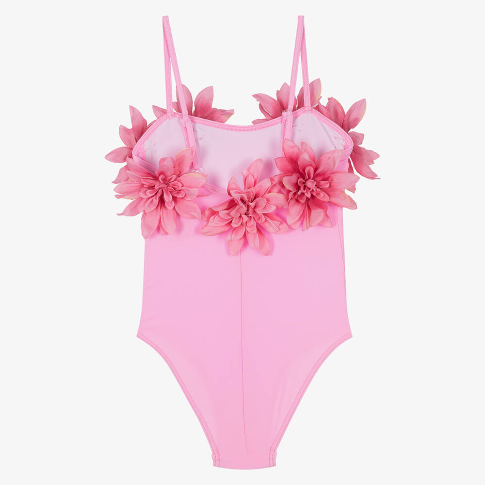 Selini Action-Girls Pink Floral Appliqué Swimsuit | Childrensalon Outlet