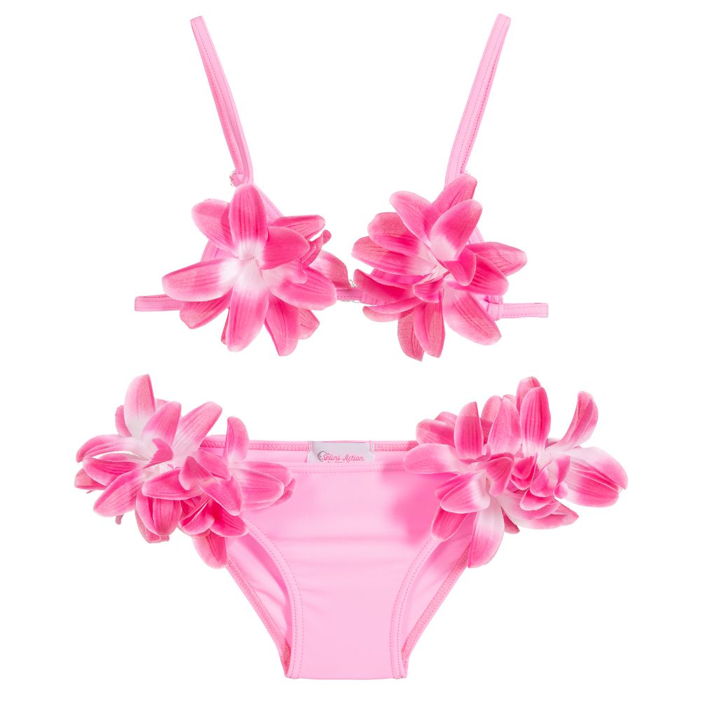 Selini Action - Girls Pink Floral Bikini | Childrensalon