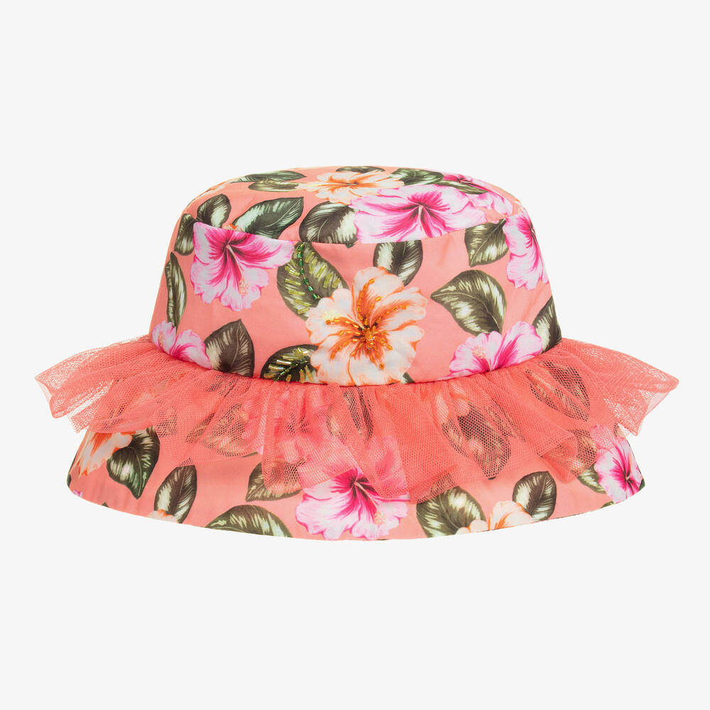 Pink floral bucket hat hot sale