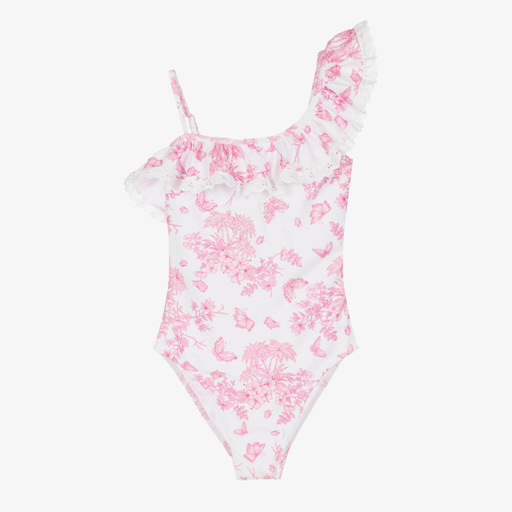 Selini Action-Girls Pink Floral Ruffle Swimsuit | Childrensalon Outlet