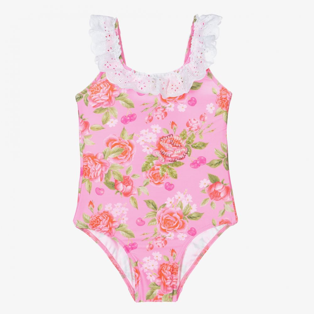 Selini Action-Розовый купальник с цветами для девочек | Childrensalon Outlet
