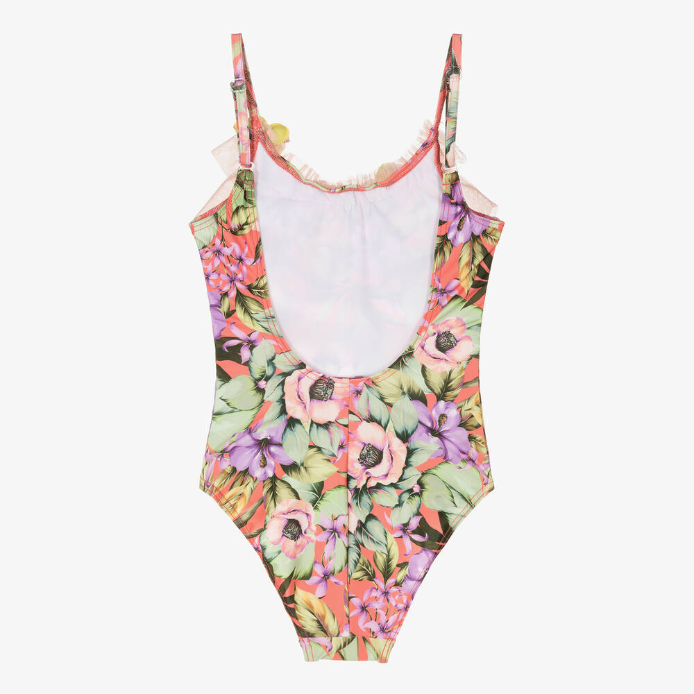 Selini Action-Girls Pink Floral Tulle Swimsuit | Childrensalon Outlet