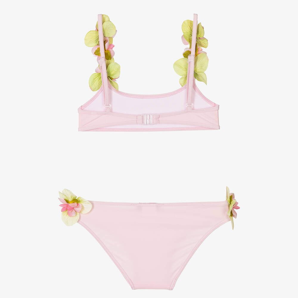 Selini Action-Girls Pink Flower Appliqué Bikini | Childrensalon Outlet