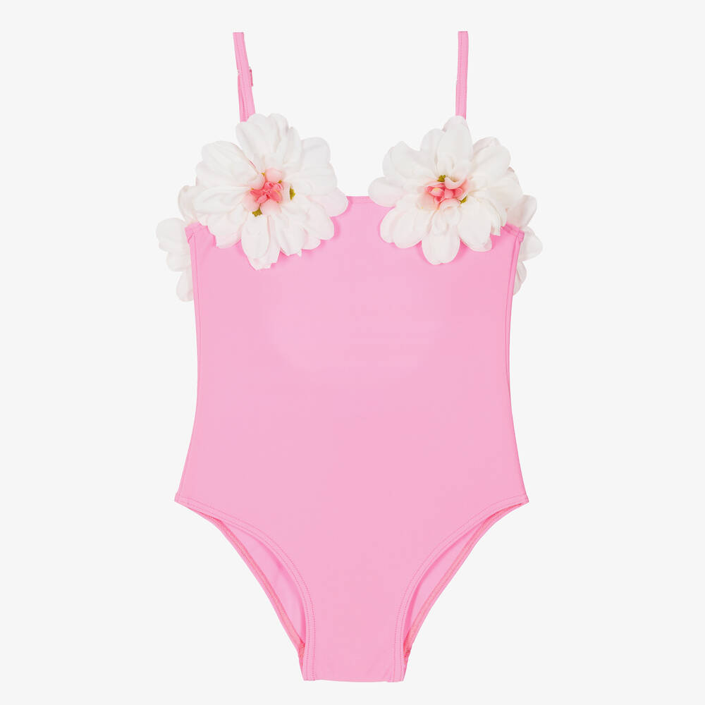 Selini Action-Girls Pink Flower Appliqué Swimsuit | Childrensalon Outlet