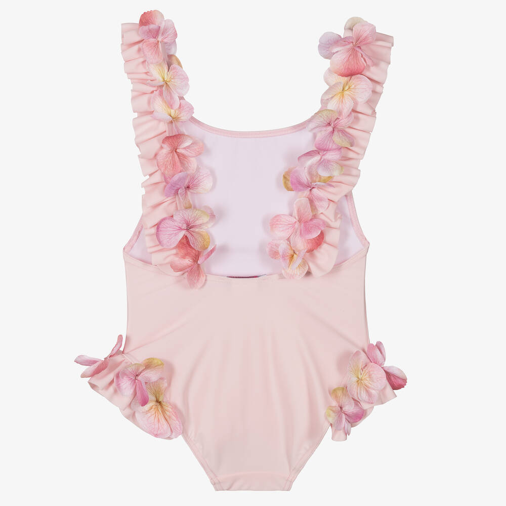 Selini Action-Girls Pink Flower Trims Swimsuit | Childrensalon Outlet