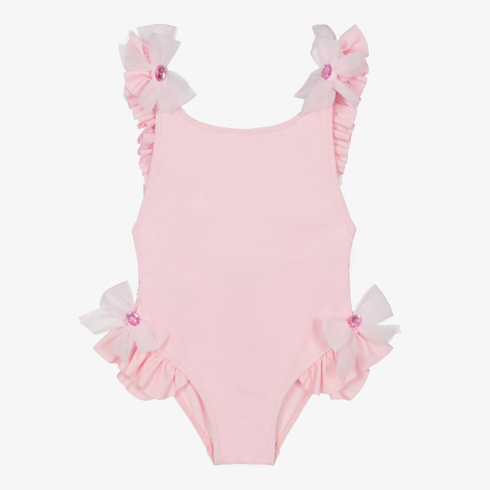 Selini Action-Girls Pink Frilled Bow Swimsuit | Childrensalon Outlet