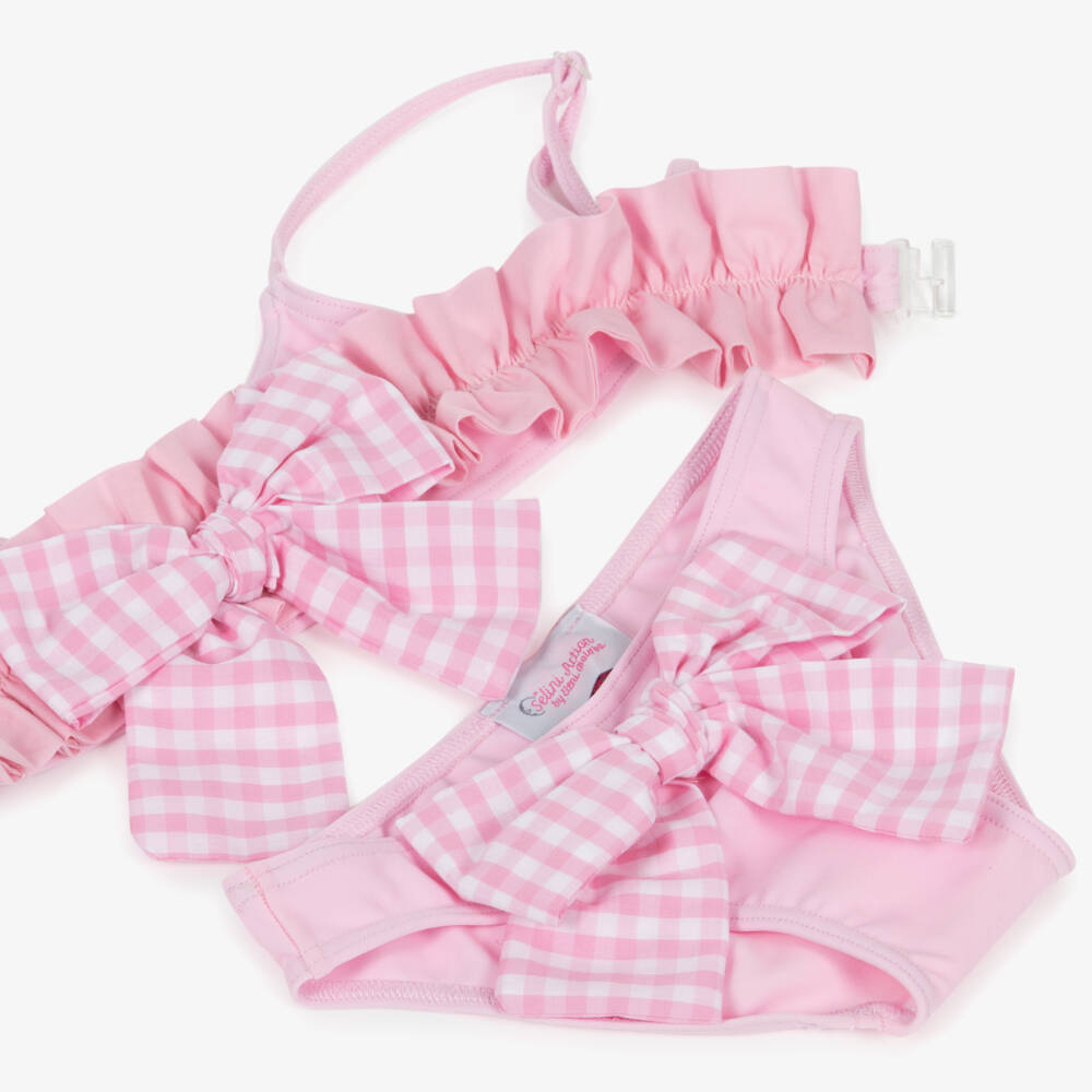 Selini Action-Girls Pink Gingham Bow Bikini | Childrensalon Outlet