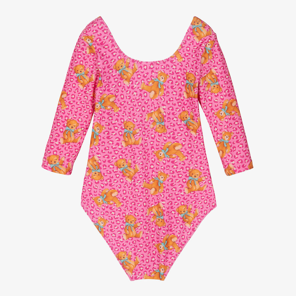 Selini Action-Розовый купальник с леопардовым принтом и медвежатами | Childrensalon Outlet