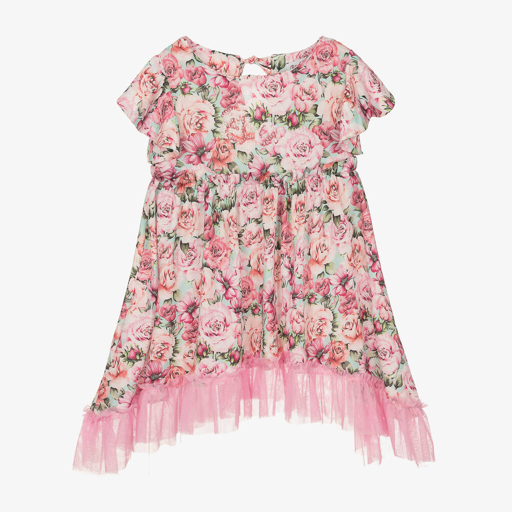 Selini Action-Розовое платье с розами | Childrensalon Outlet