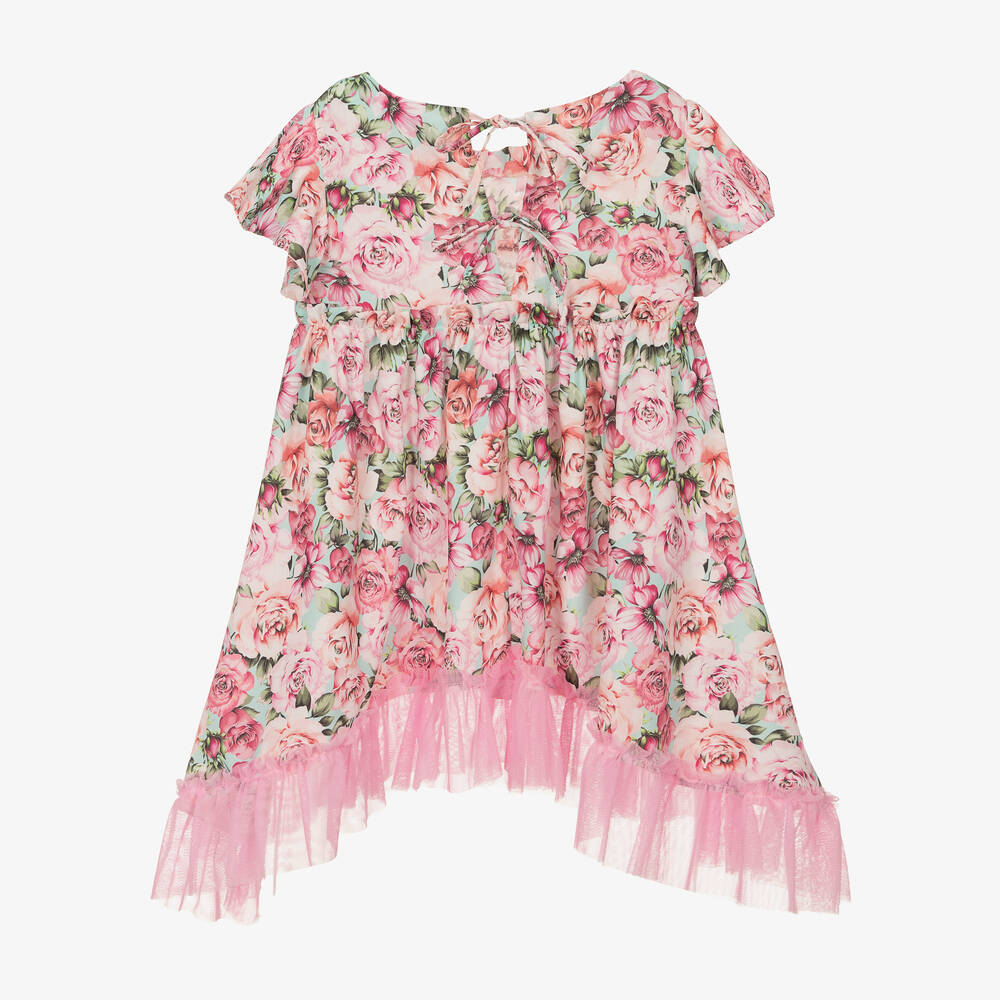 Selini Action-Girls Pink Rose Print Dress | Childrensalon Outlet