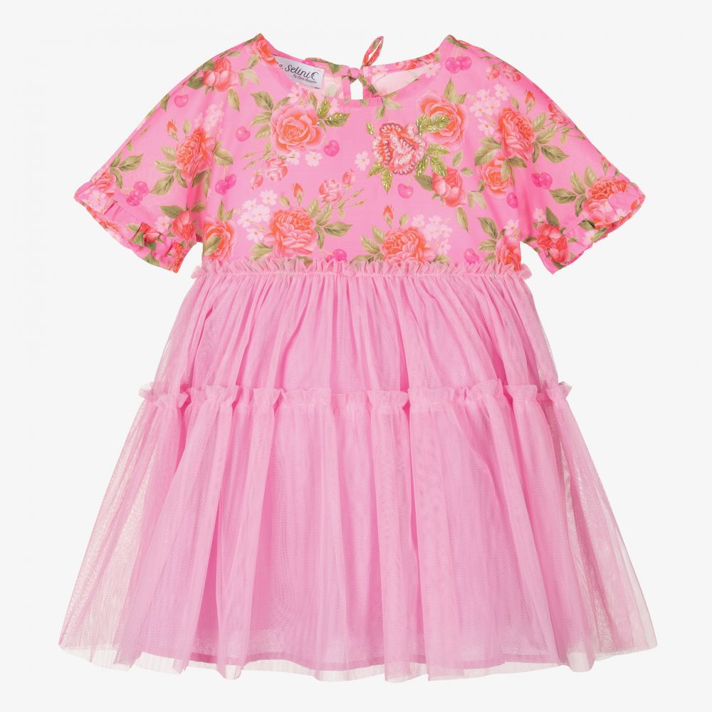 Selini Action - Robe rose en tulle Roses Fille | Childrensalon