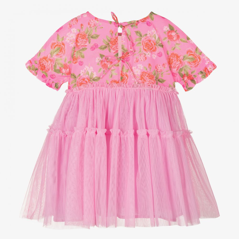 Selini Action-Girls Pink Roses Tulle Dress | Childrensalon Outlet