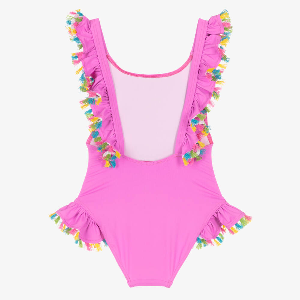 Selini Action-Girls Pink Ruffle Swimsuit with Colourful Tassels | Childrensalon Outlet