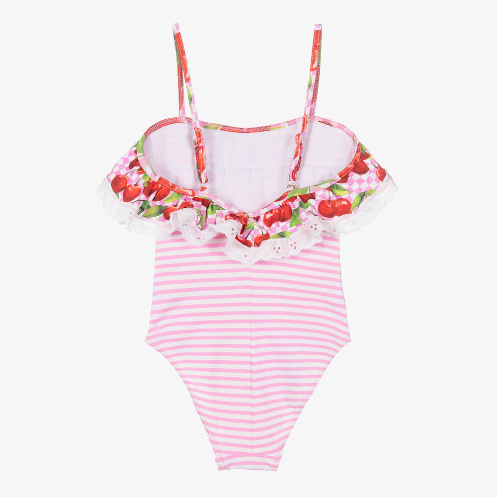Selini Action Girls Pink Striped Swimsuit