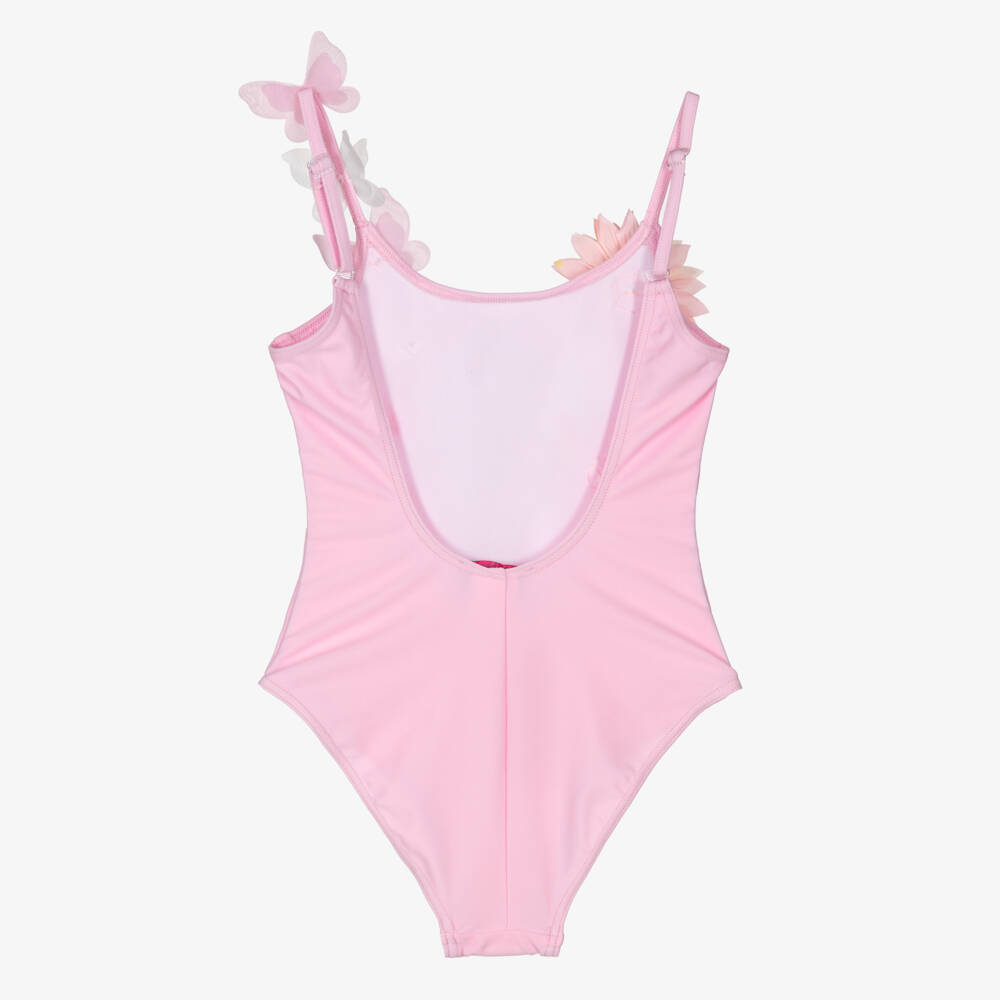 Selini Action-Girls Pink Swimsuit with 3D Flowers & Butterflies | Childrensalon Outlet