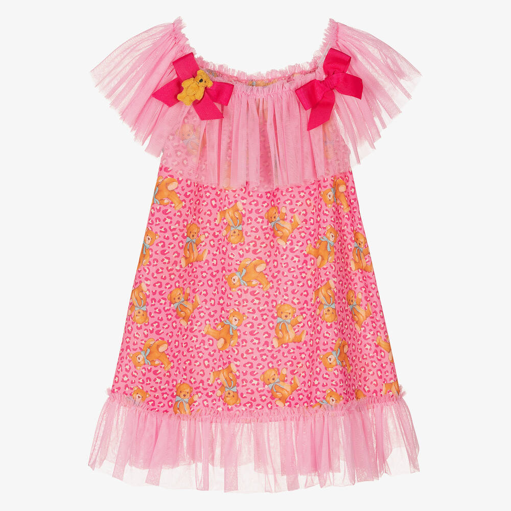 Selini Action - Girls Pink Teddy Bears Beach Dress | Childrensalon