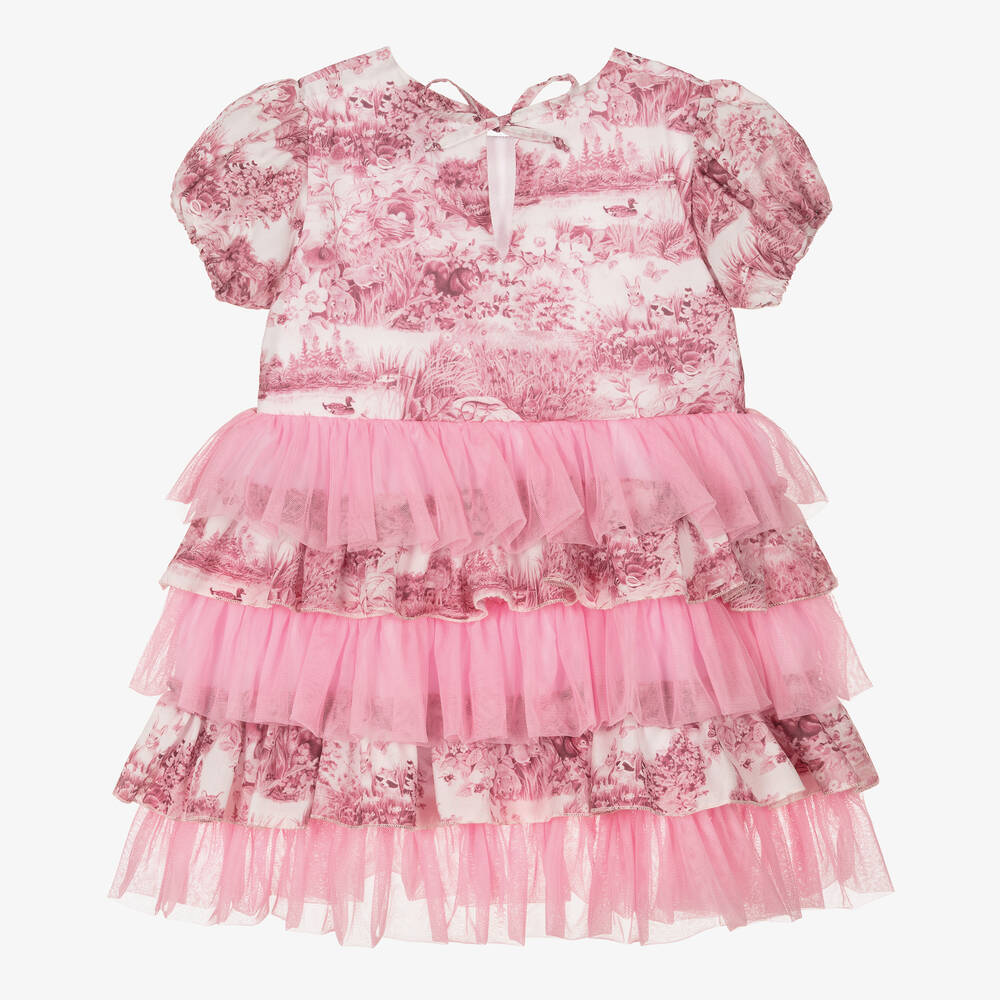 Selini Action-Girls Pink Toile de Jouy & Tulle Dress | Childrensalon Outlet
