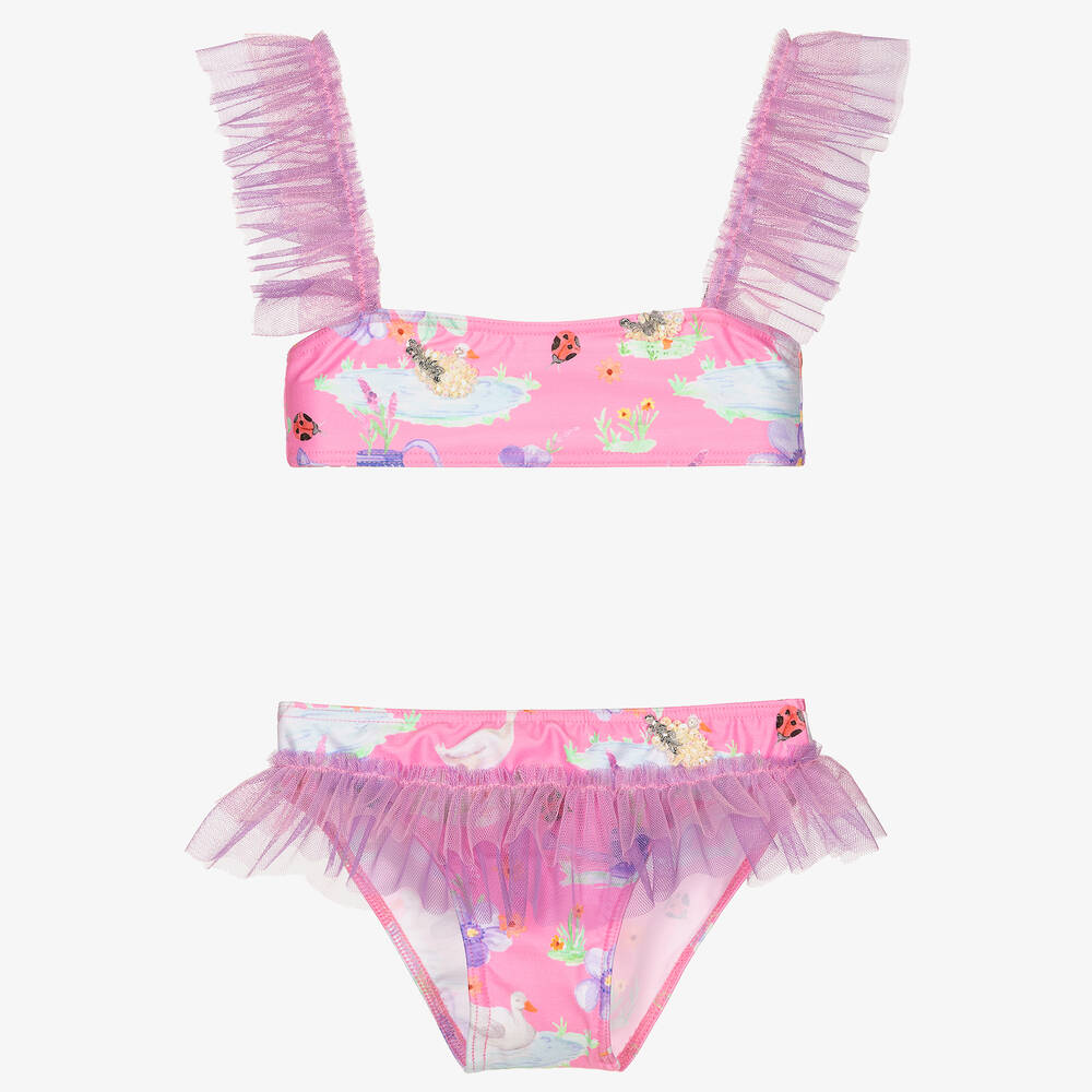 Selini Action - Girls Pink Tulle Bikini  | Childrensalon