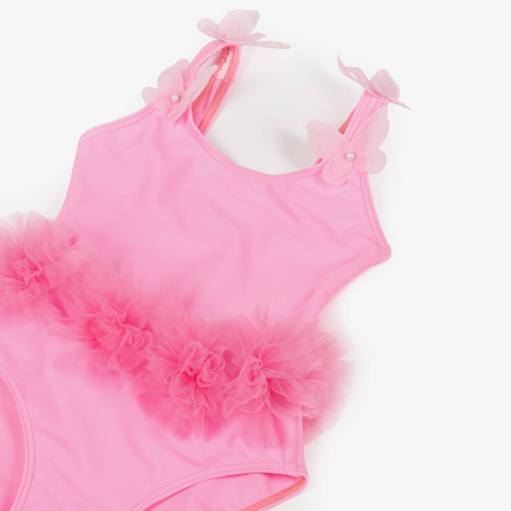 Selini Action-Girls Pink Tulle Flower & Butterfly Swimsuit | Childrensalon Outlet